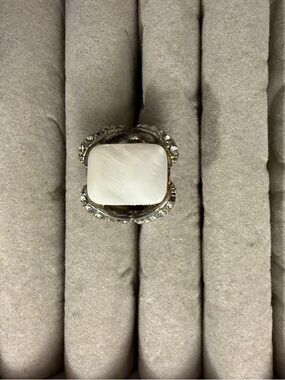 Silver Cocktail Ring with Square Mother-of-Pearl Center